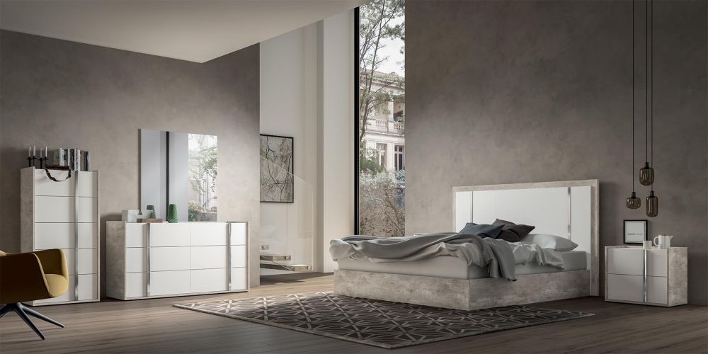 Product photograph of Modern Treviso White Italian Bed - Sizes Available from Choice Furniture Superstore.
